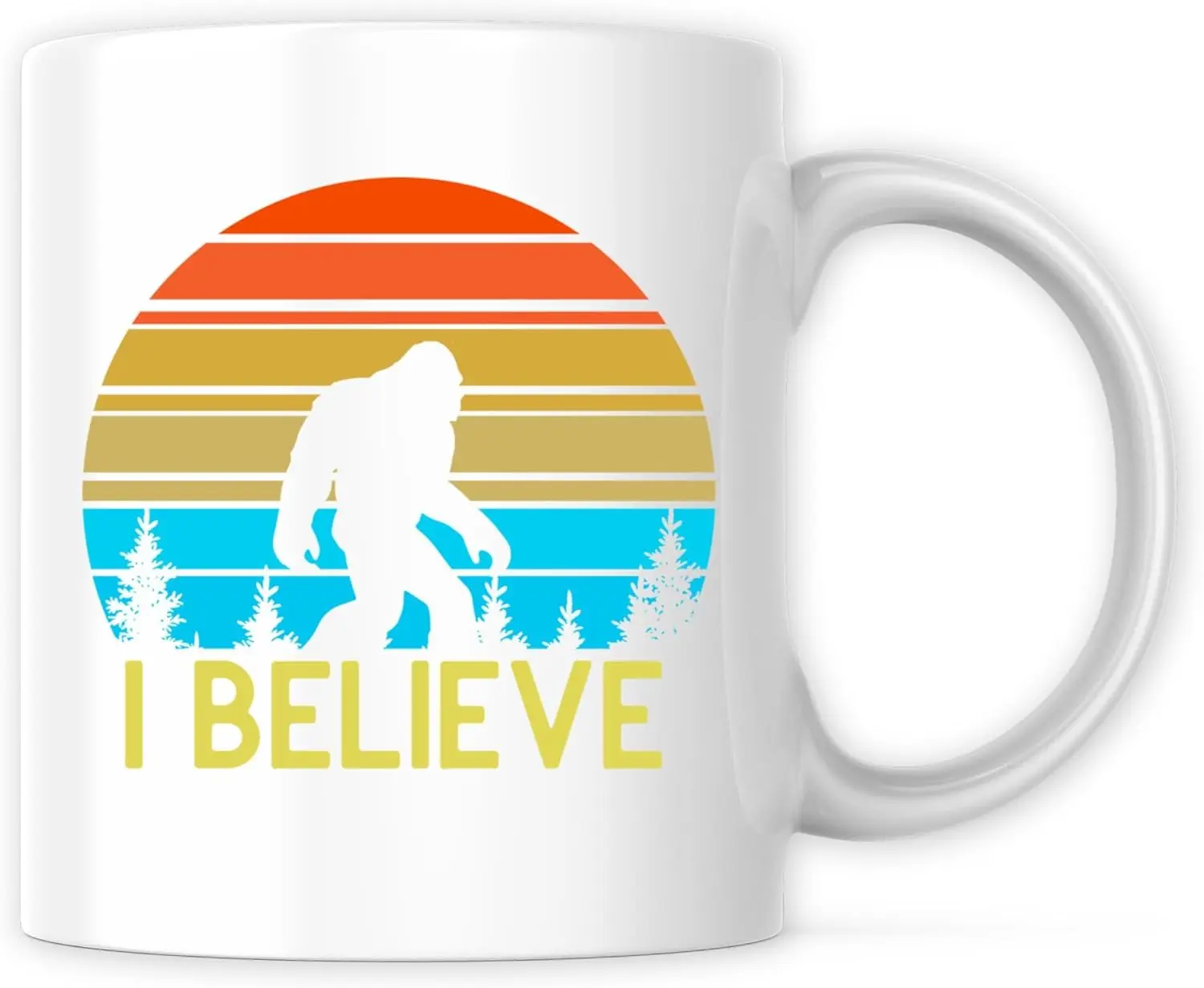 I Believe Bigfoot Mug - Sasquatch Funny Monster Coffee Mugs Great Gift For Holiday Birthday Christmas Breakfast drinking cup