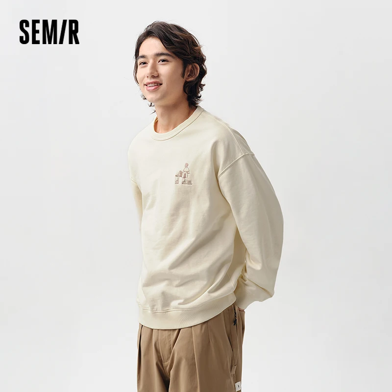 Semir Hoodie Men Spring Design-featured Comic Printed Top Loose Heavyweight Drop-shoulder Casual Wear Campus Fashionable Trendy