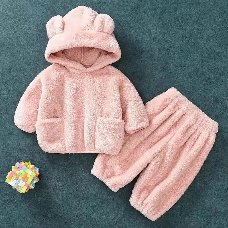 Children Clothes Kids Suit Warm Sweater Girl Fleece Hoodies Pullover Sweatshirt+Pant Winter Spring Girl Boy Tracksuit Sportswear