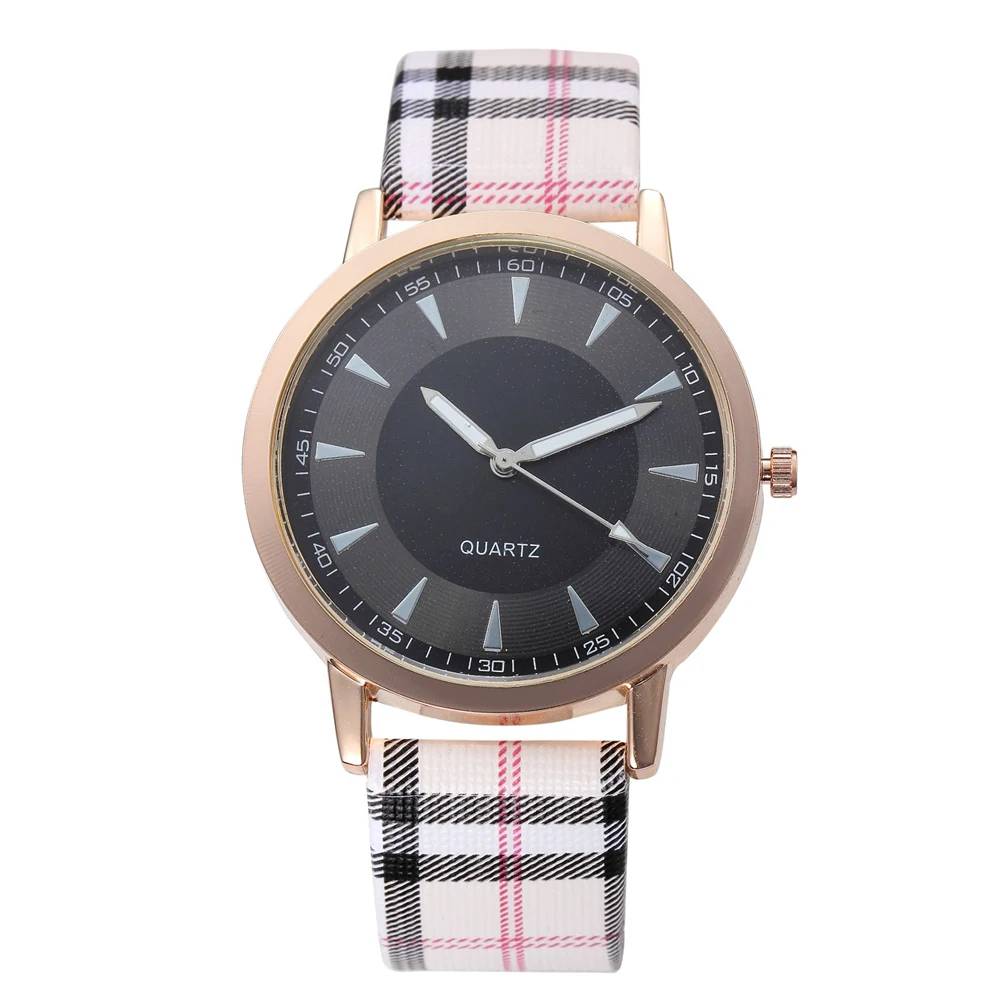 New Brand Luxury Fashion Quartz  Women Watch Simple Vintage Plaid Clock Rose Gold Dial Dress Casual Wristwatch Relogio Feminino