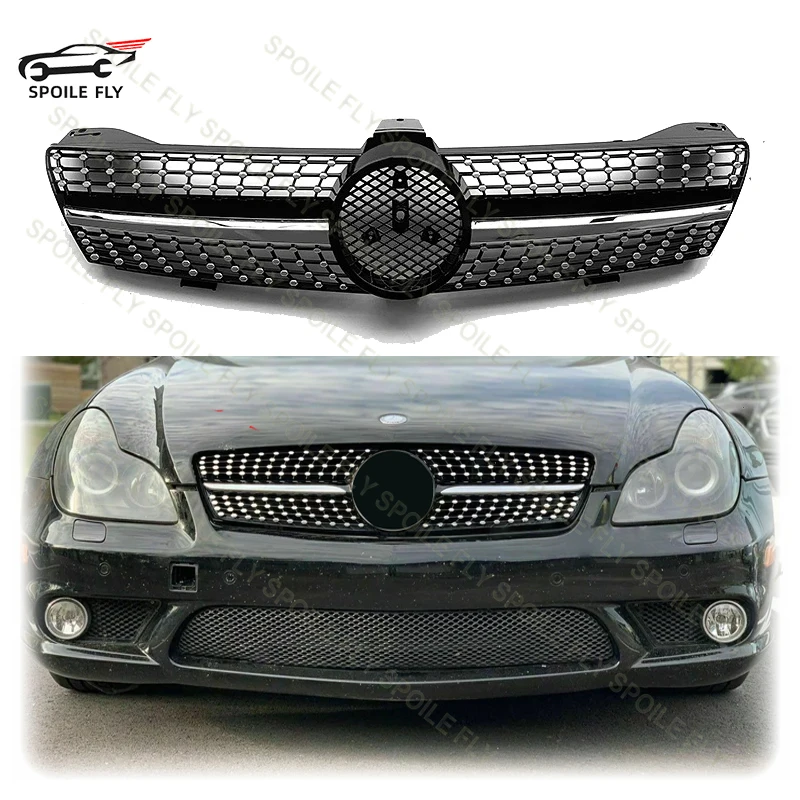 

2005 To 2008 For Mercedes Benz CLS-Class W219 CLS280/320/350/500/550 Silver Diamonds Style Front Bumper Grill Chrome Grille