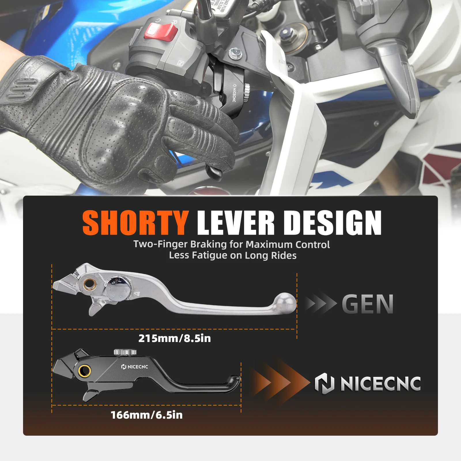 Für Honda CRF1100L Africa Twin 2025 2019-2026 NICECNC Kurzer Vorderradbremshebel Zwei-Finger-Bremshebel Africa Twin CRF1100L 2025 2024 – Detail 3