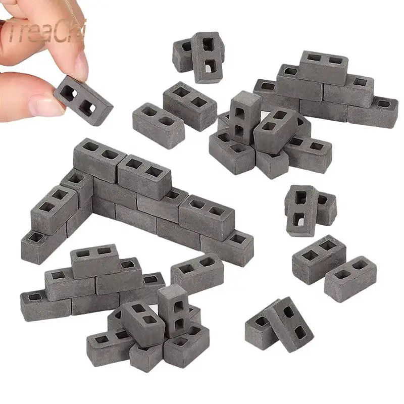 

50Pcs/lot Mini Bricks Concrete Miniature Modle Tiny Landscaping Dollhouse Accessories Mini Garden Decoration Cinder Block Brick