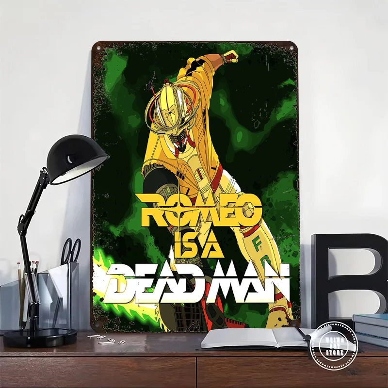 Romeo Is a Dead Man Anime Personalized 3D Textured Metal Poster Wall Art Tinplate Sign for Coffee Bar Accessories House Decor
