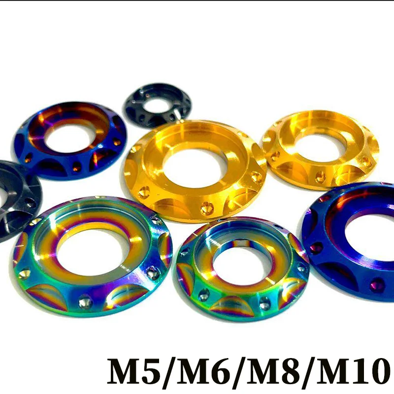 1Pcs M5/M6/M8/M10Titanium Alloy Washers Spacer Fancy   Decorative Step Gasket Spacer for Bolts Bike Motorcycle Car Screws