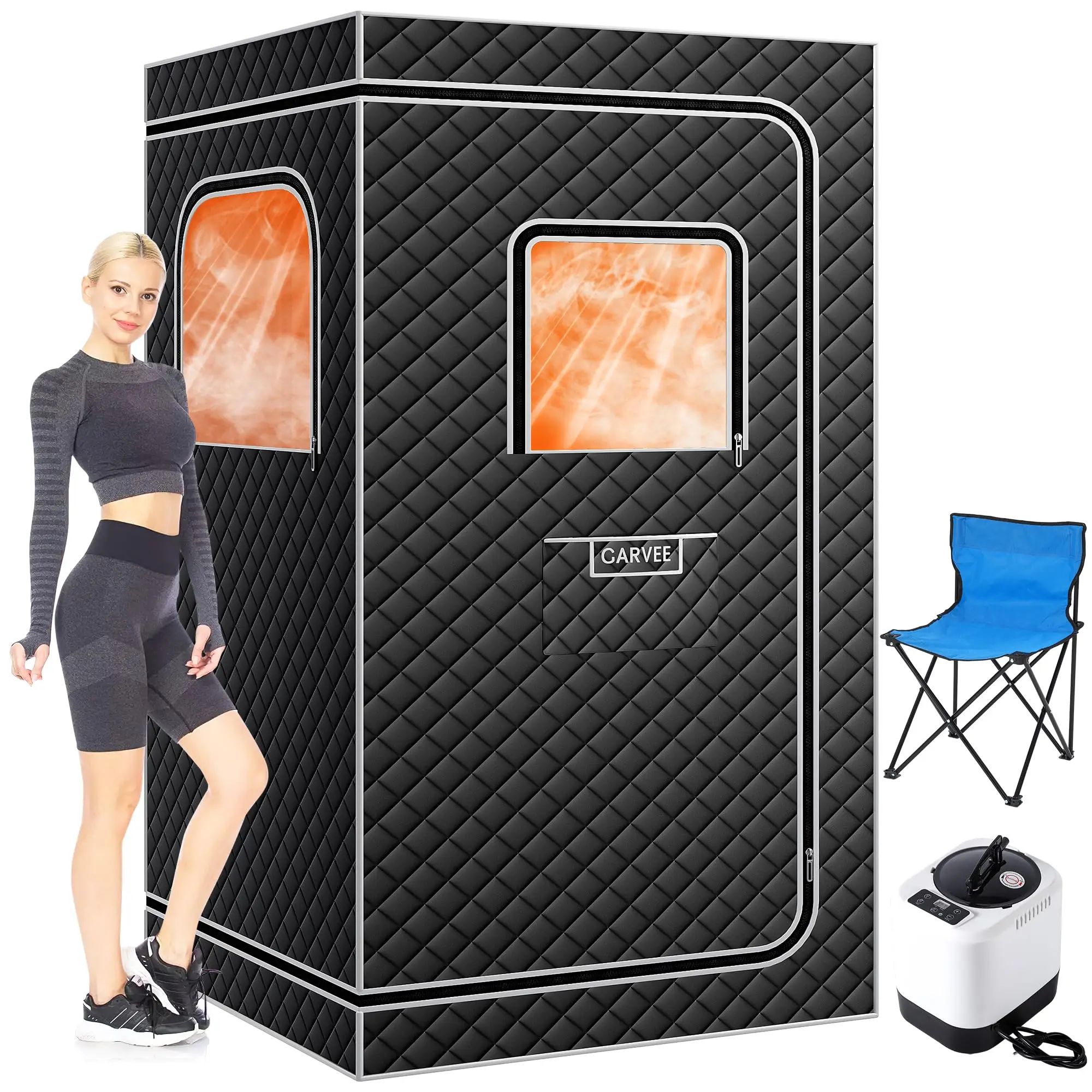 Sauna Box,Portable Sauna for Home with 4L 1500W Steamer,Explosion Zroof Zip,99 Mins Timer,Sauna Tent with 600D