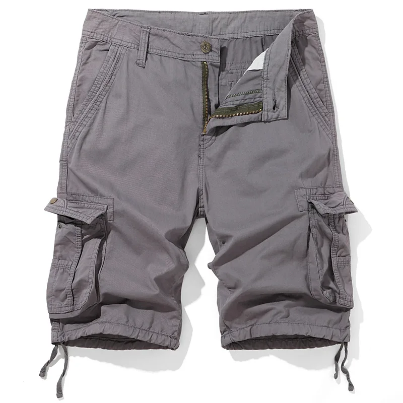 

Men's Multi Pockets Cotton Cargo Shorts Fashion Solid Color Casual Knee Length Short Pants Joggers Summer Breathable Shorts Men