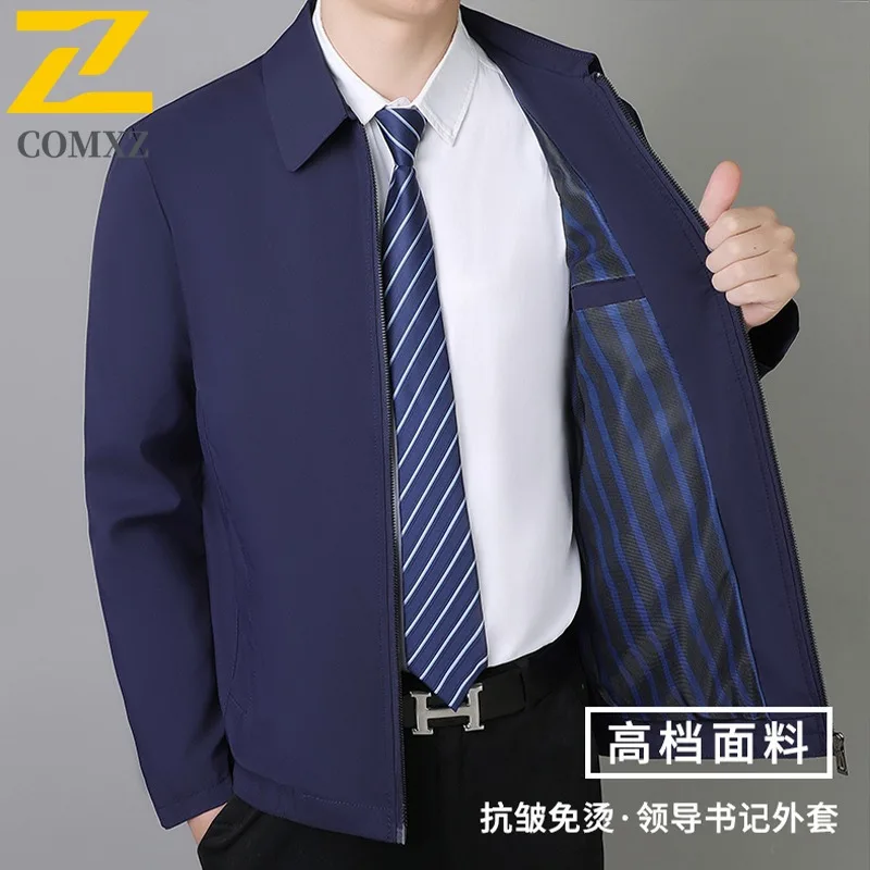 سترة رجالي COMXZ Premium 2025 مريحة للمشي لمسافات طويلة والسفر سترة مقاومة للبرد كلاسيكية بلون سادة مقاومة للرياح ملابس شتوية