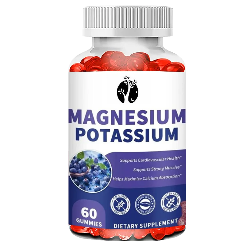 Magnesium Supplement Gummies, Calcium, Zinc, Vitamin D3 Suitable for Leg Spasms, Immunity, and Energy, 60 Gummies