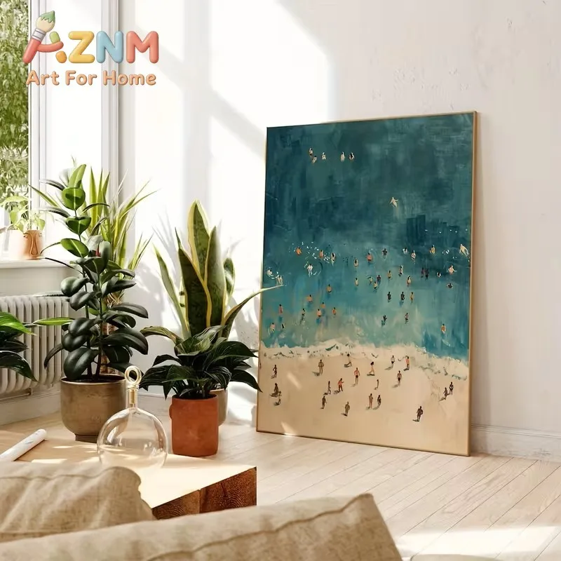 Minimalist Beach Scene Canvas Print, Landscape Theme, Home Office, Living Room, Bedroom, Dining Room Interior Wall Decoration