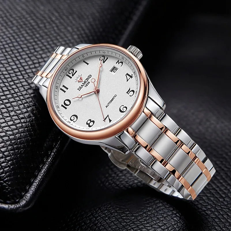 Watch Fully Automatic Mechanical Watch Men's Simple Digital Small Dial Stylish Bottom Rose Gold Mechanical Watch