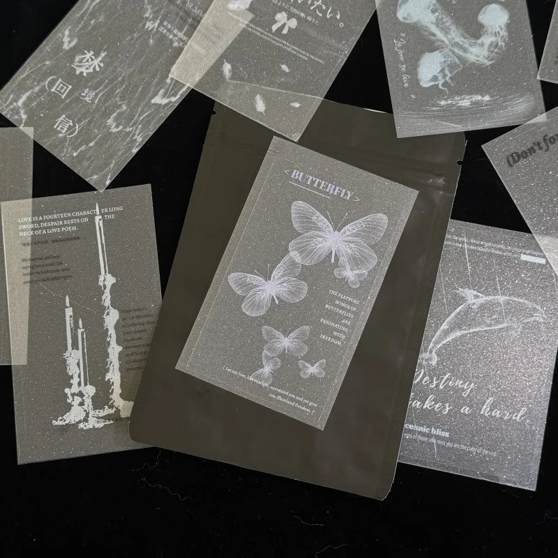 25Sheets Sparkling Double Transparent stickers Sealing Paste Card Packaging Material Cute Decorative Packaging DIY Stickers
