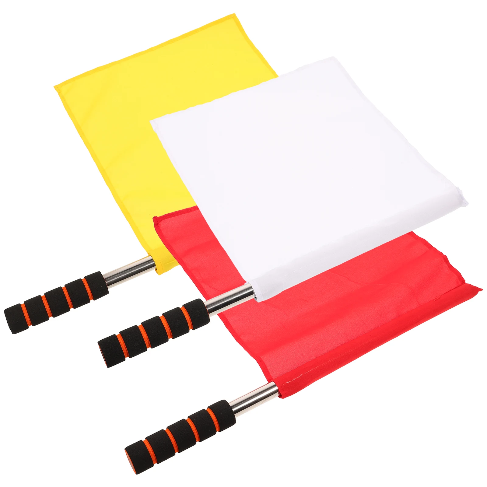 

3pcs Traffic Control Sports Flags Yellow Red White Signal Flags for Football Game Stainless Steel Pole Ergonomic