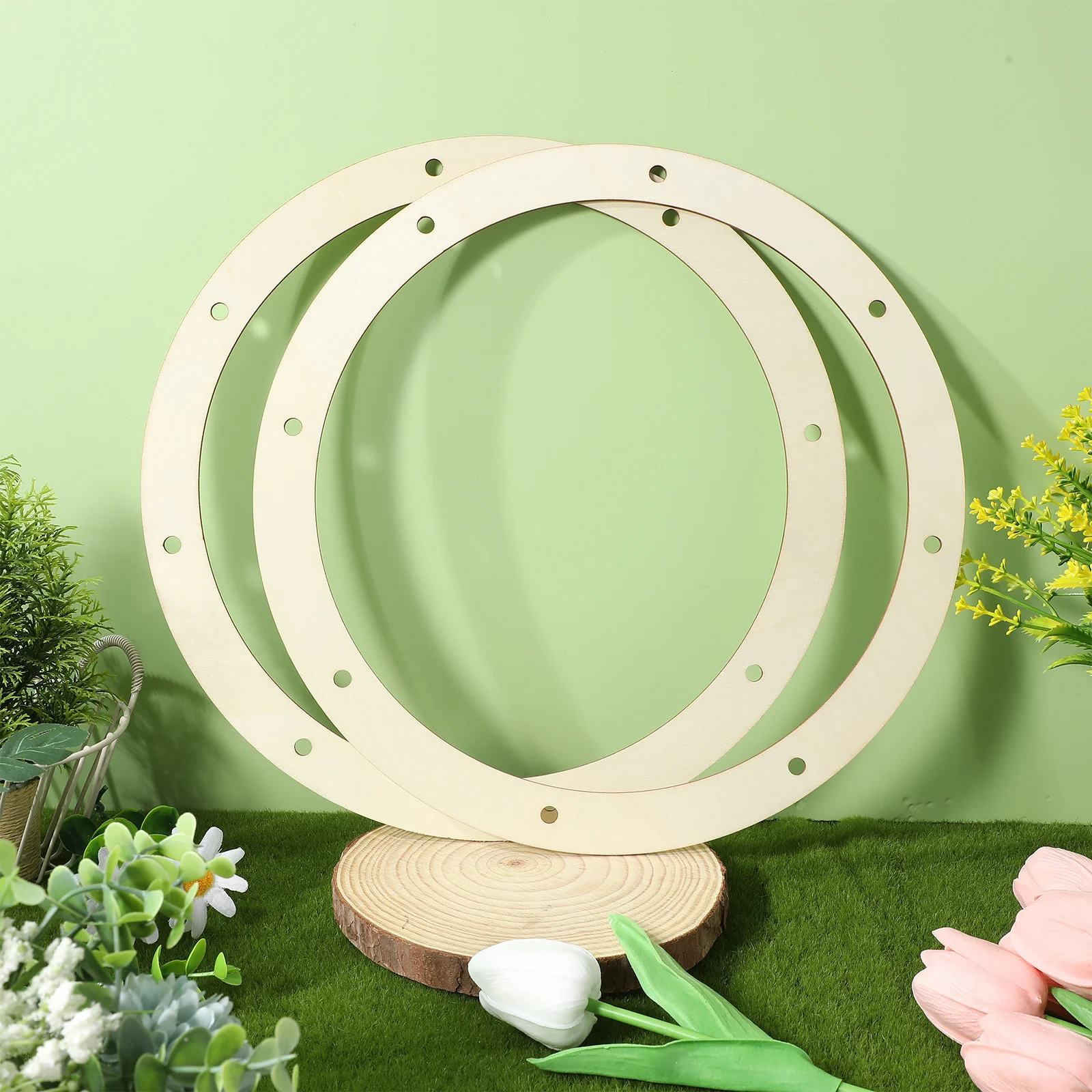 

6 pcs Wooden Wreath Rings Smooth Surface Easy To Use For Weddings Parties Decor Wreath Forms Flower Garland Frame Round Making
