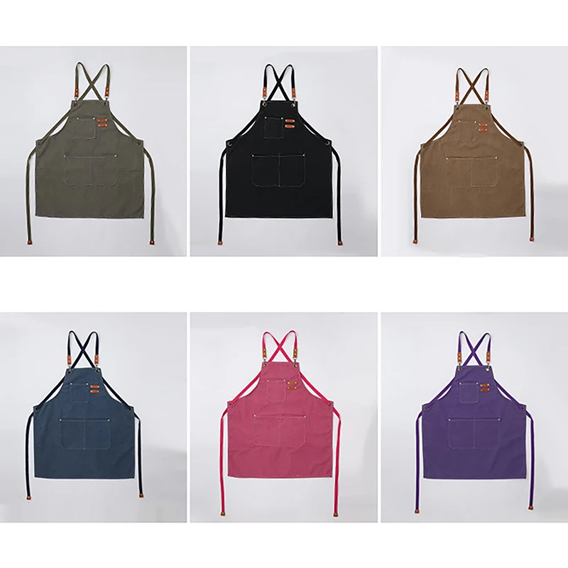 

Оптовая продажа с фабрики, новая мода, коричневый мягкий холщовый фартук, садовый кофейный парикмахерский фартук