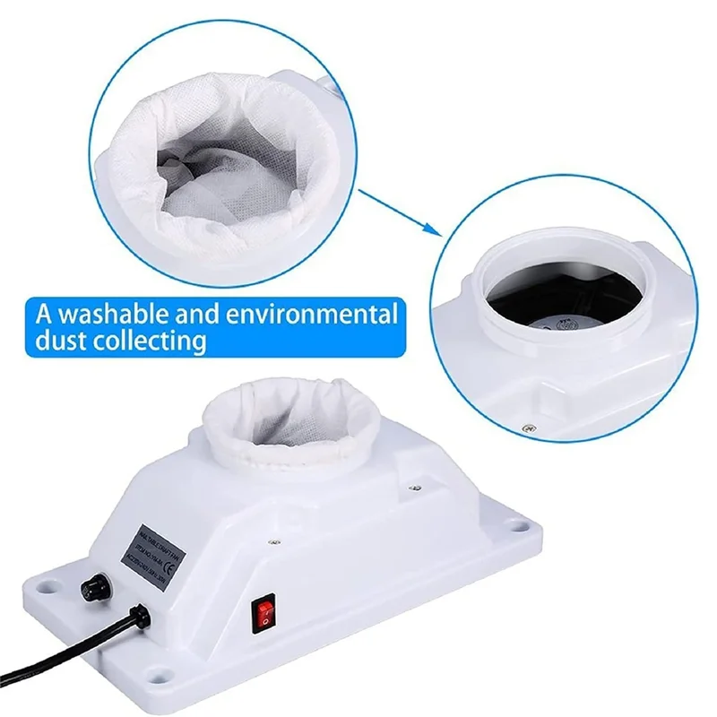 A44T Built-In Table Desk Nail Dust Collector Strong Fan High Speed Nail Suction Vacuum Cleaner Manicure Machine White