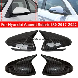 For Hyundai Accent Solaris I30 2017-2022 Car Rearview Side Mirror Cover Sticker Wing Cap Exterior Door Case Trim Carbon Fiber