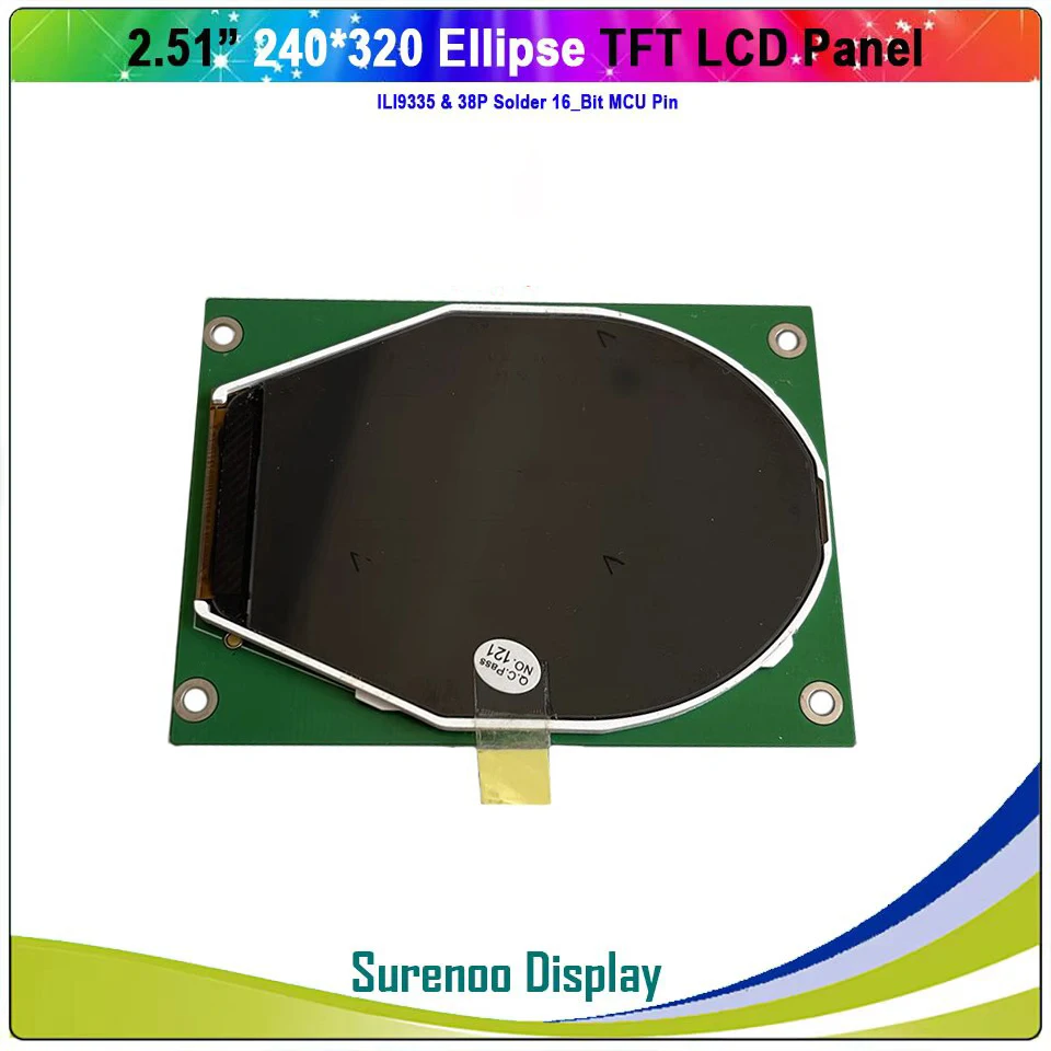 2.51" Inch Ellipse Oval Round 240*320 TFT Color LCD Display Module Screen Build-in ILI9335 Controller Without Touch Panel