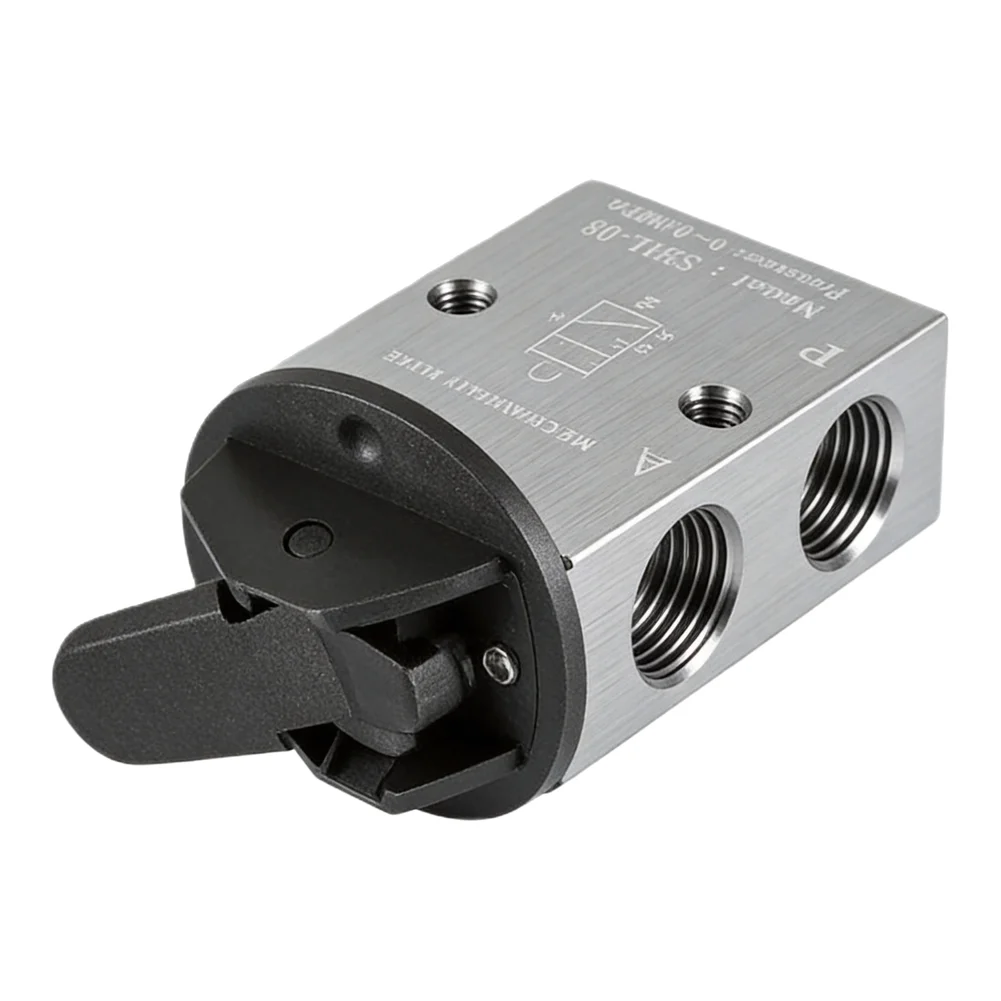 Pneumatic Valve S3HL08 2 Position 3 Way with Manual Control Handle and 1/4 PT Tube Diameter for Pressure System Control