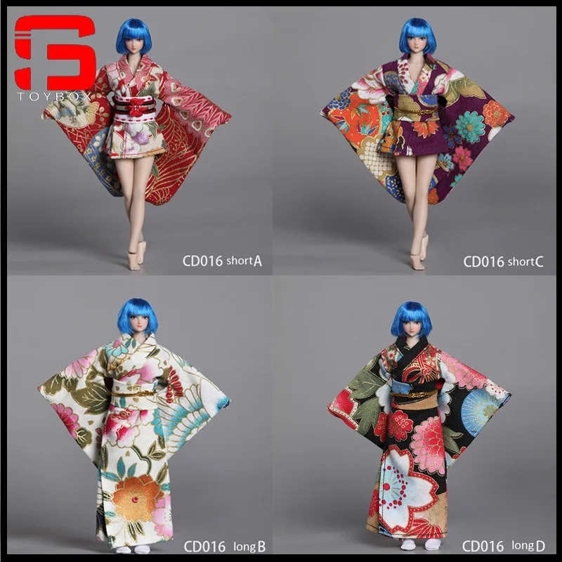 CDtoys CD016 1/12 Female Long Short Kimono Model Soldier Printing Clothes Fit 6 Inch TBL Action Figure Body Dolls