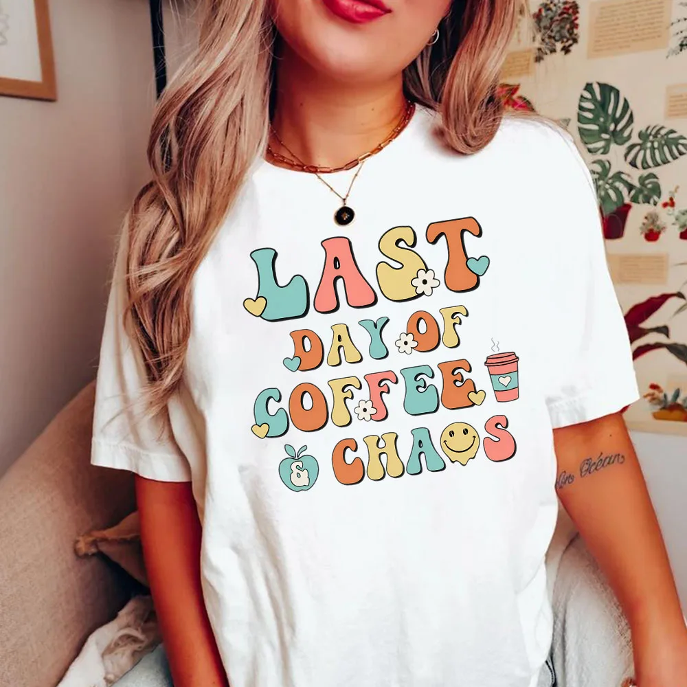 Last Day of School Teacher Shirt End of Year Teacher Gift Printed T Shirt for Women Summer Cotton Lady Tops Y2k O Neck T Clothes