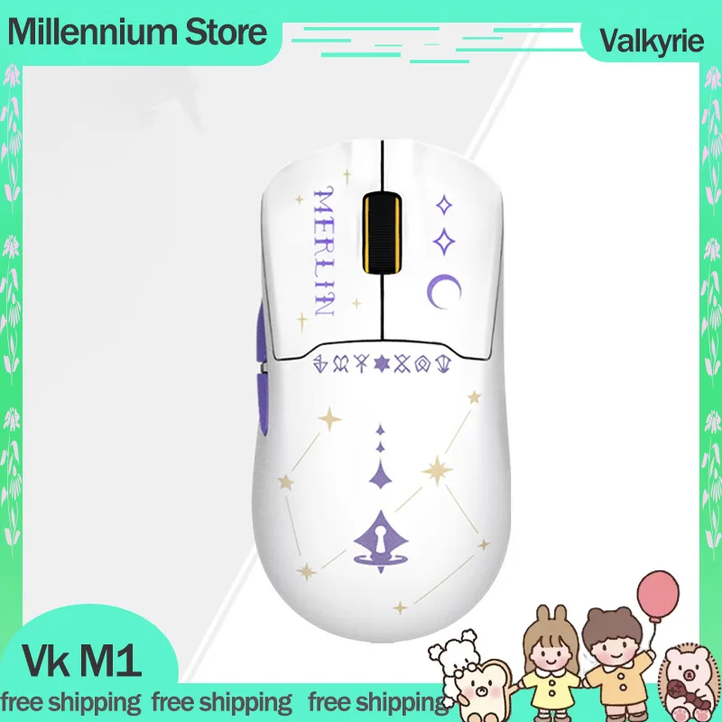 Valkyrie-Souris de jeu sans fil Vk Dallas, base de charge 4K, 3 modes, USB, 2.4G, Bluetooth, Paw3395, souris de jeu légère, cadeau