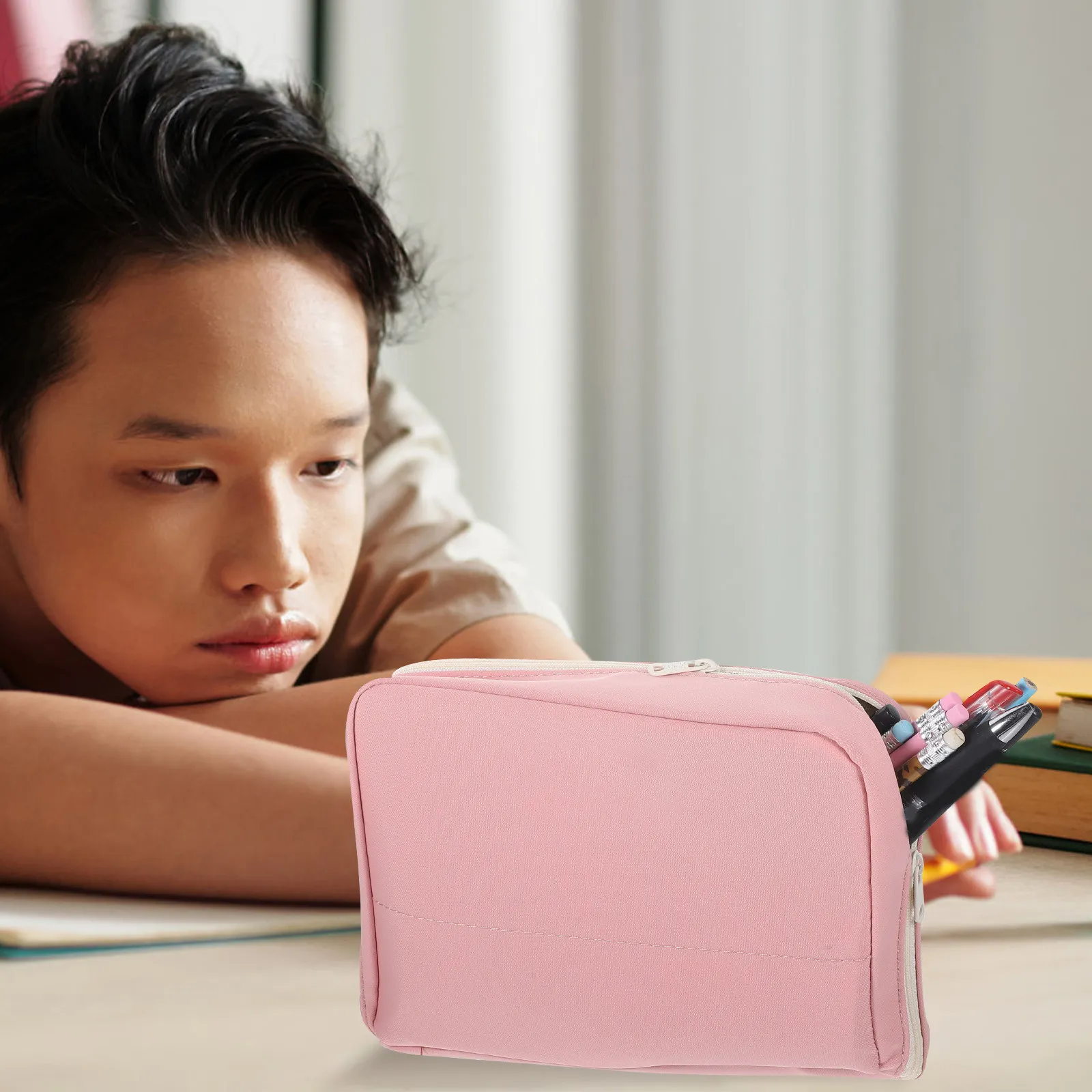 

Холщовая сумка для карандашей, легкая, износостойкая, портативная, на молнии, для хранения ручек, многофункциональный пенал, дорожный органайзер для канцелярских принадлежностей