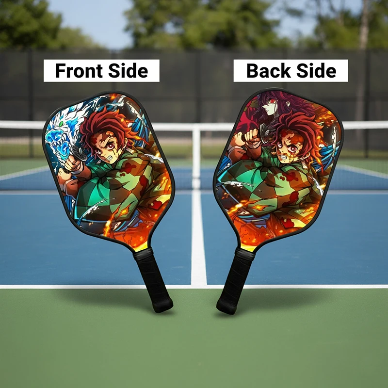

Demon Slayer Pickleball Paddle Anime Art on The Front and Back! Tanjiro's Underwater Breathing and The Flame Pillar of Inferno