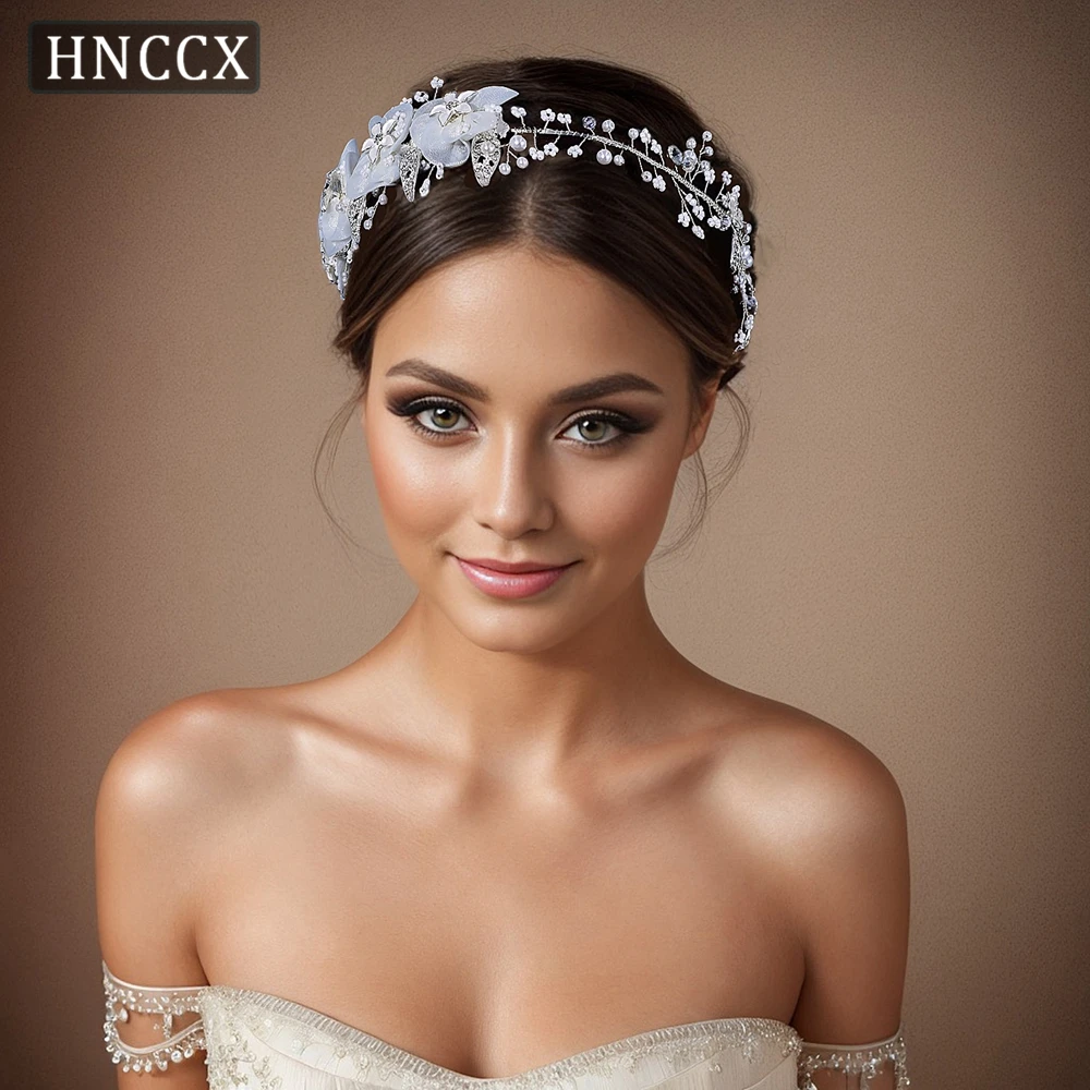 

HNCCX Shiny Rhinestone Bridal Headband White Color Flower Wedding Headpiece Elegant Bridesmaid Hair Accessories Tiaras CP274