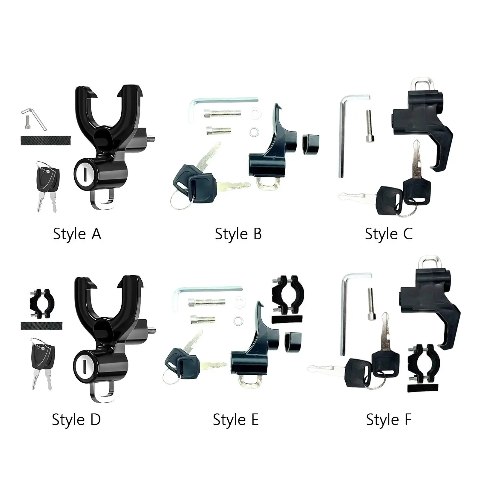 Motorcycle Helmet Lock Storage Hook Premium Spare Parts Heavy Duty Black with 2 Keys Fits Electric Vehicles Bicycles Anti Theft