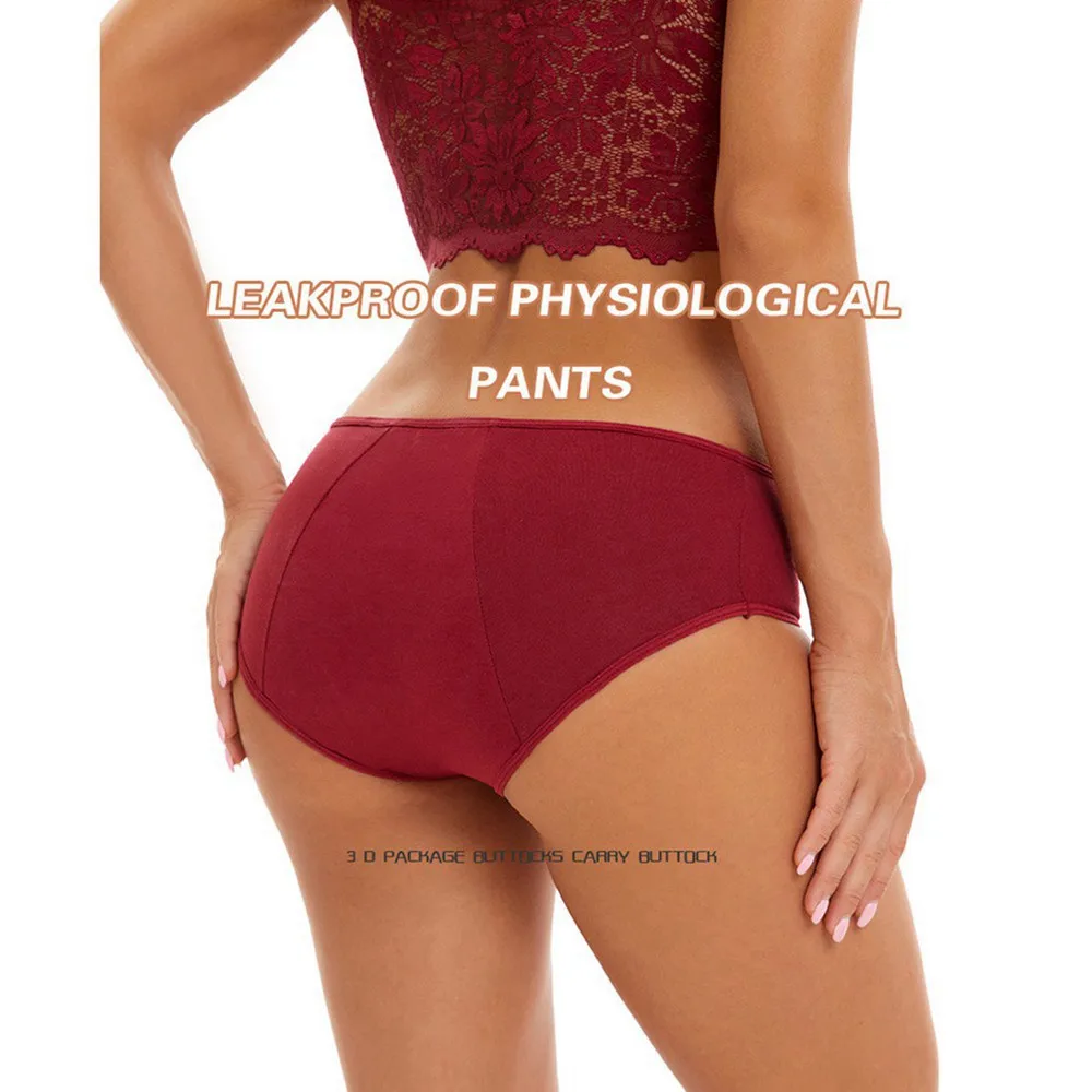 1 PC Women Menstrual Period Underwear Mid Waist Cotton Postpartum Ladies Panties Girls Briefs Solid Underpants Stretch Briefs