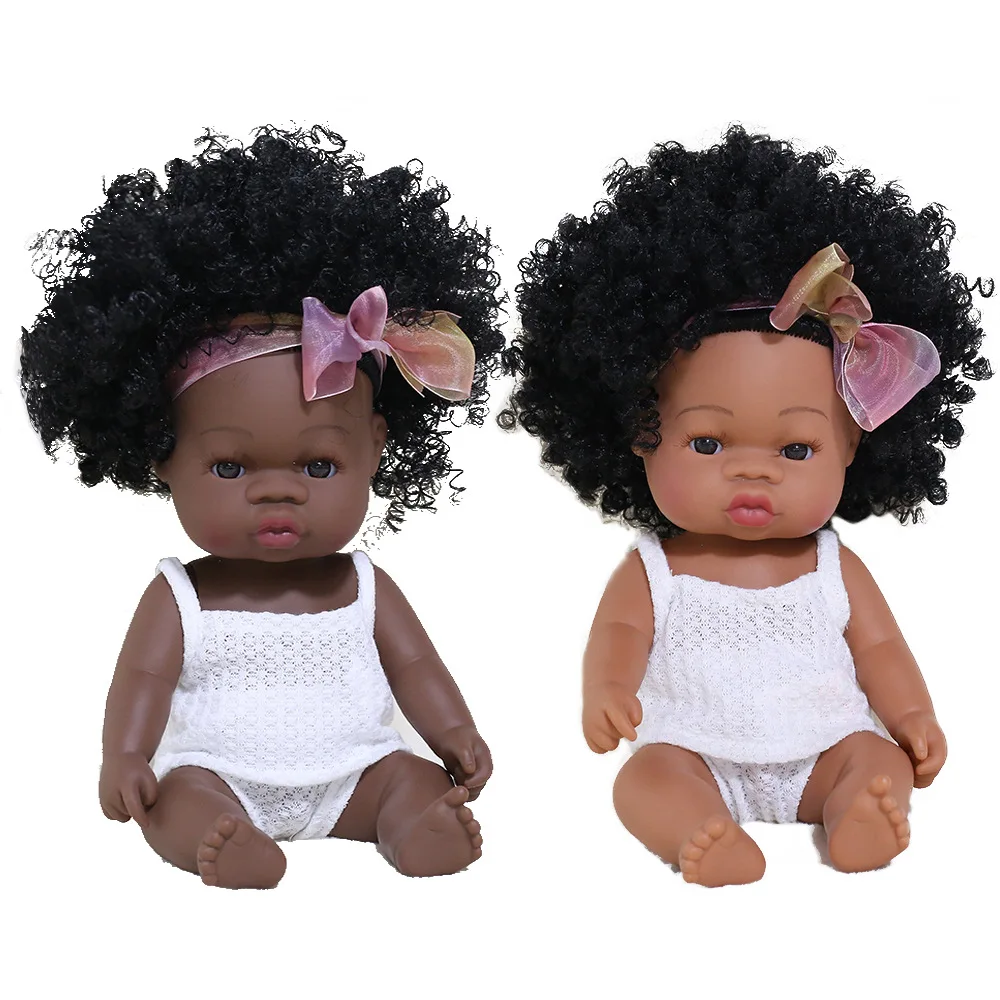 33cm Cute African Black Reborn Doll Simulation Vinyl Newborn Reborn Doll Joints Movable Children Play House Toys Birthday Gift