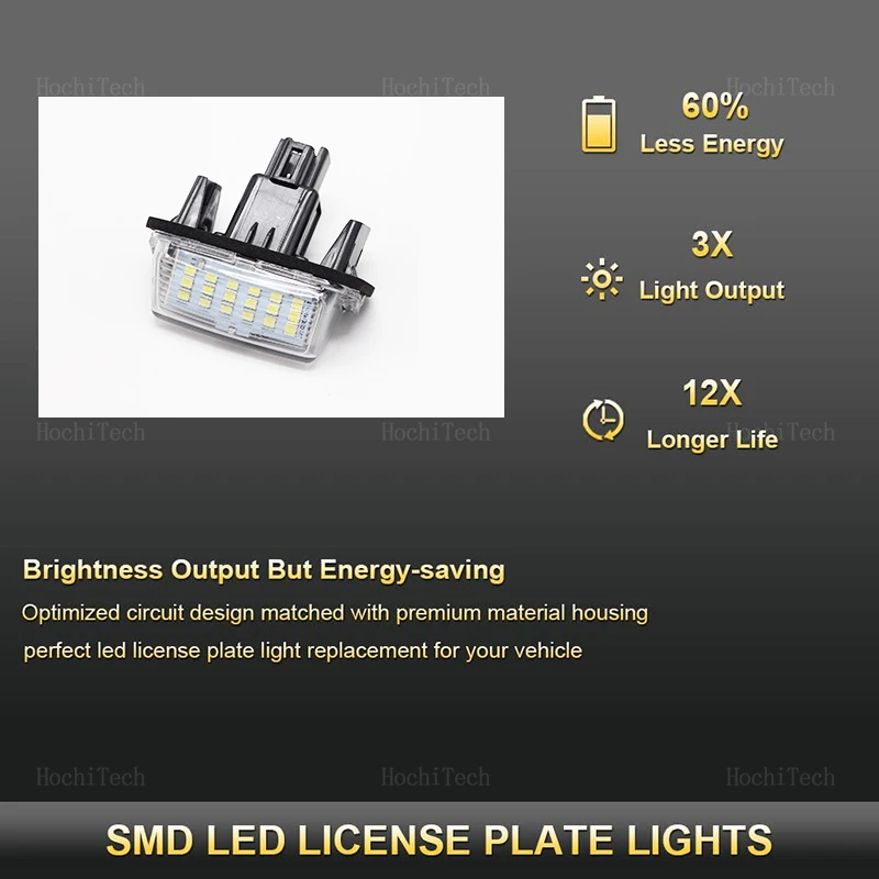 2Pcs DC12V LED License Number Plate Light Lamp LED White For Toyota Camry Avalon Auris E18 Vios Esquire EZ Noah Proace City SAI