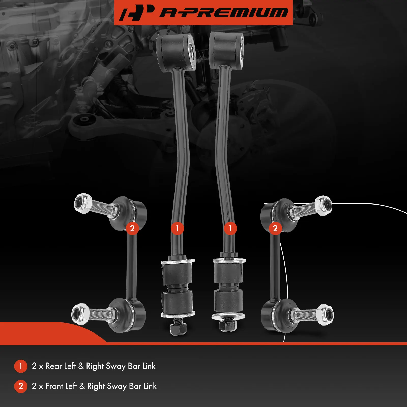 A-Premium 4x Front & Rear Stabilizer Bar Link for Ford E-150 E-250 2008-2014 E-350 Super Duty E-450 Super Duty 2008-2019