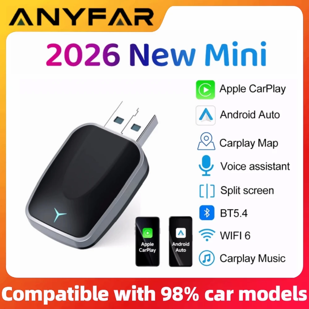 Nowy adapter Carplay 2 w 1 z przewodowego na bezprzewodowy, inteligentny dongle WIFI 6, Plug and Play…