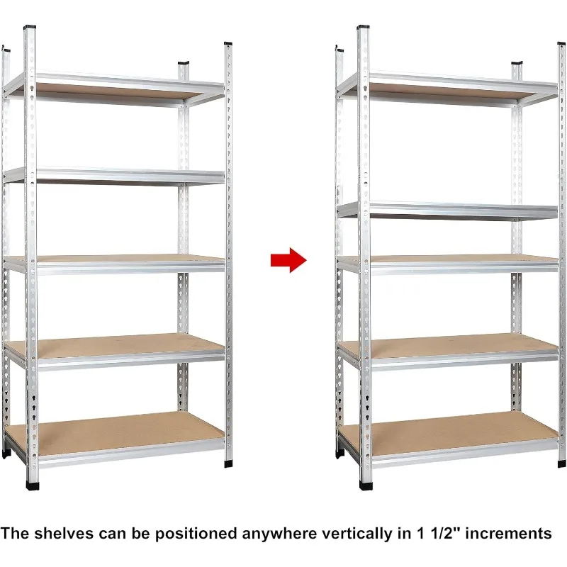 Étagère de rangement à 5 niveaux pour usage moyen, en aluminium, 48x18x72