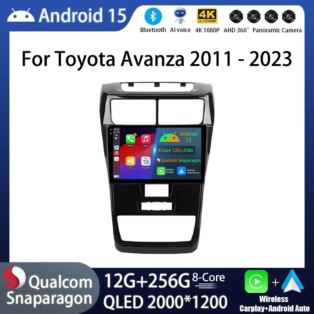 Android 15 Car Radio For Toyota Avanza F650 2011 - 2023 GPS Multimedia Player Navi Head Unit 360 Camera Wireless Carplay DSP RDS