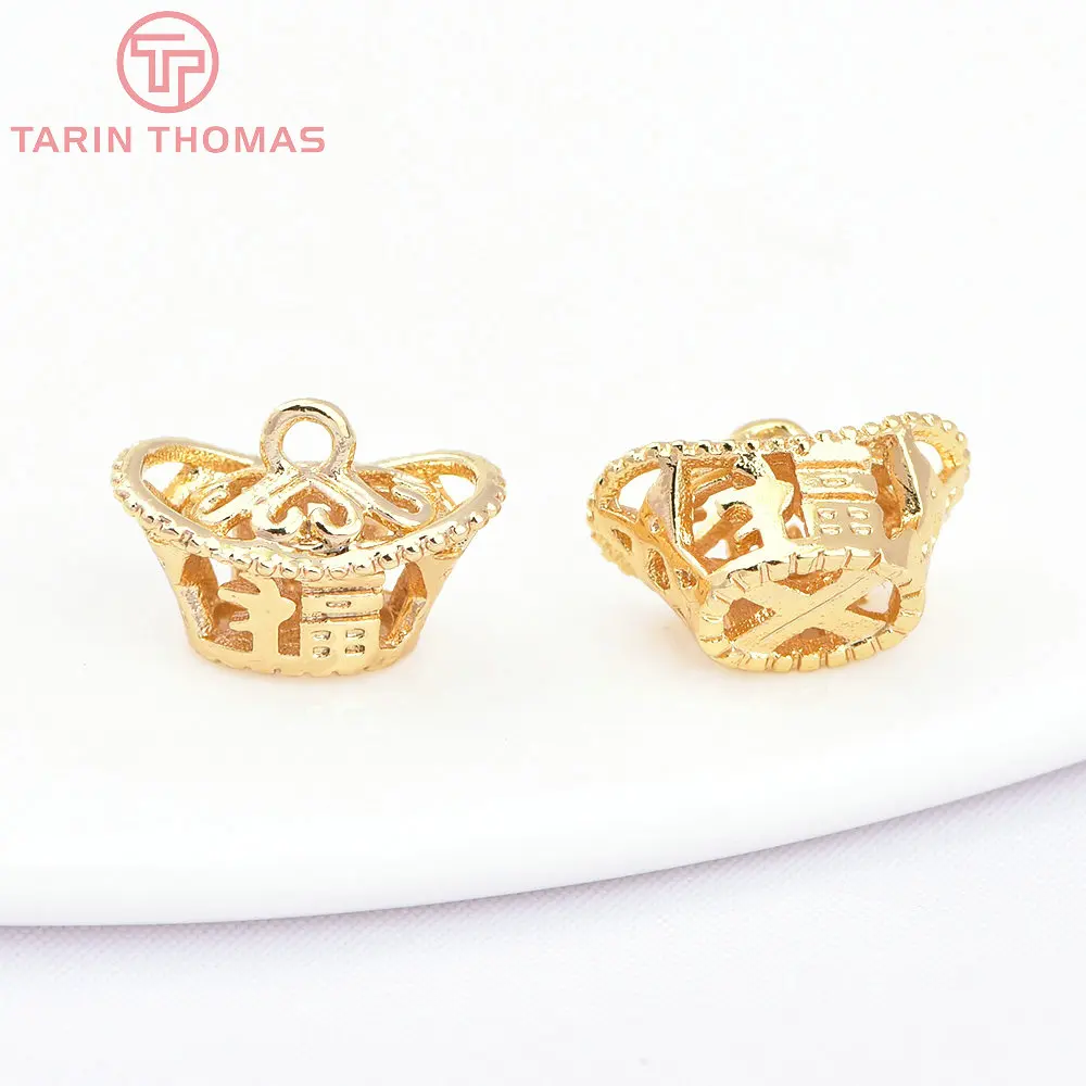 (1810) 10 Stück 11x7,5mm 24 Karat vergoldet Messing Gold Yuanbao Charms Anhänger hochwertige DIY Schmuck Zubehör Großhandel