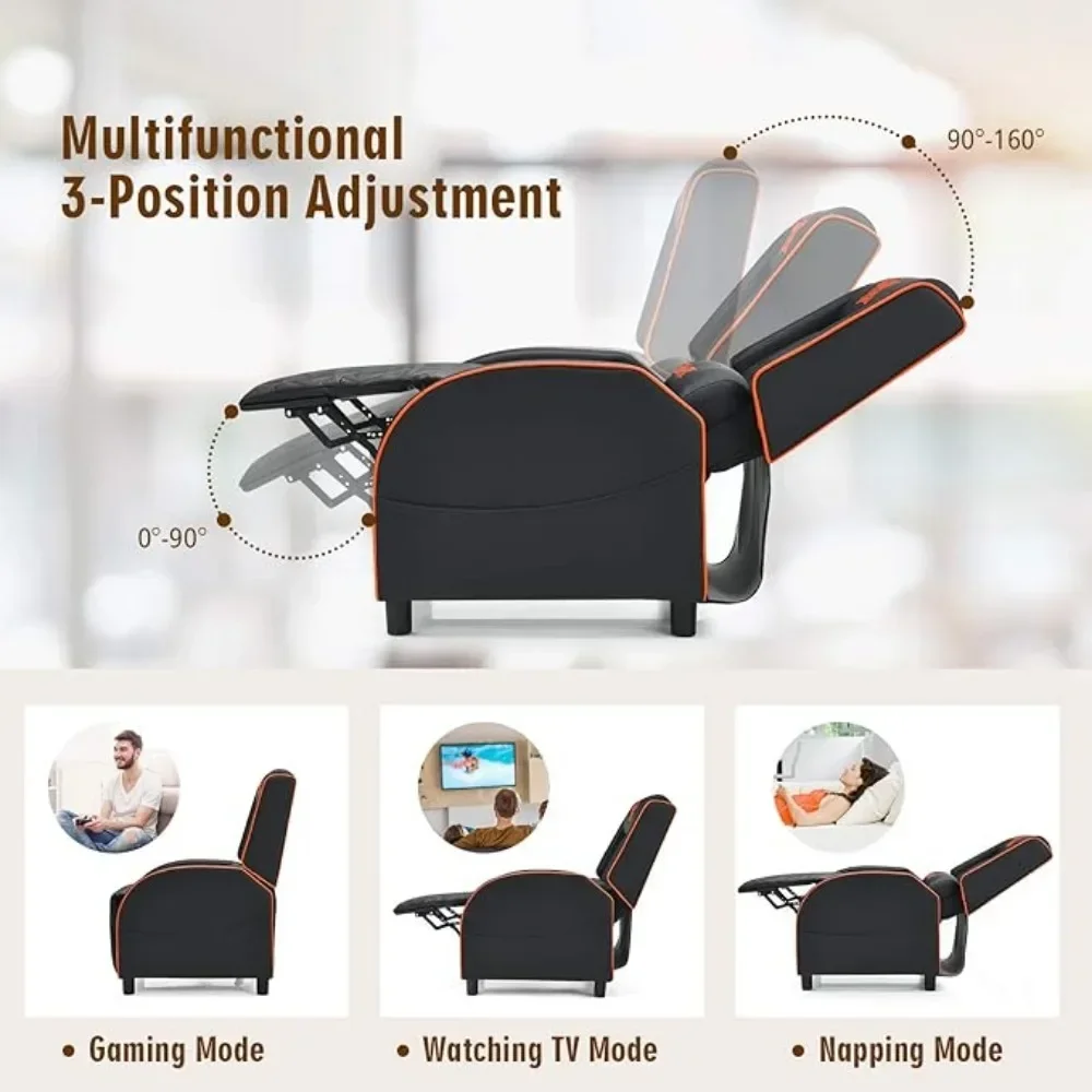 Massage Gaming Recliner Chair,with Adjustable Headrest,Backrest & Footrest,Theater Sofa for Living Room Racing Style Single Sofa