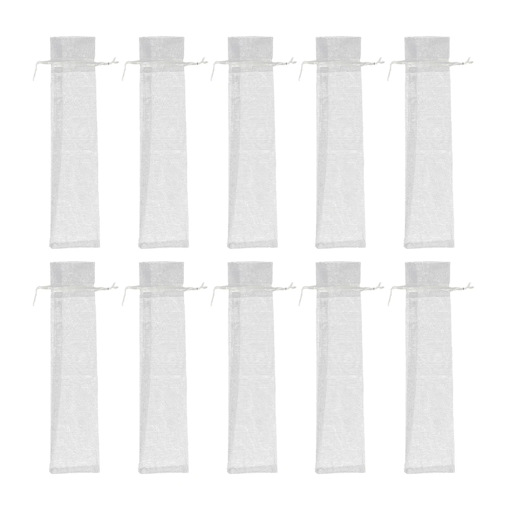 

10 Pcs Storage Yarn Bag Bags for Fans Hand Gift Long Organza Folding White Foldable Bulk