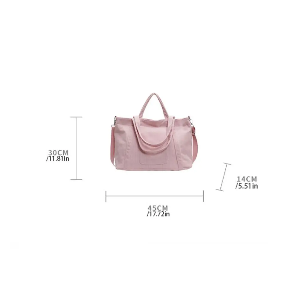 Temperament Effen Kleur Corduroy Schoudertas Casual Grote Capaciteit Canvas Draagtas Koreaanse Stijl Handtas Crossbody Tas Reizen