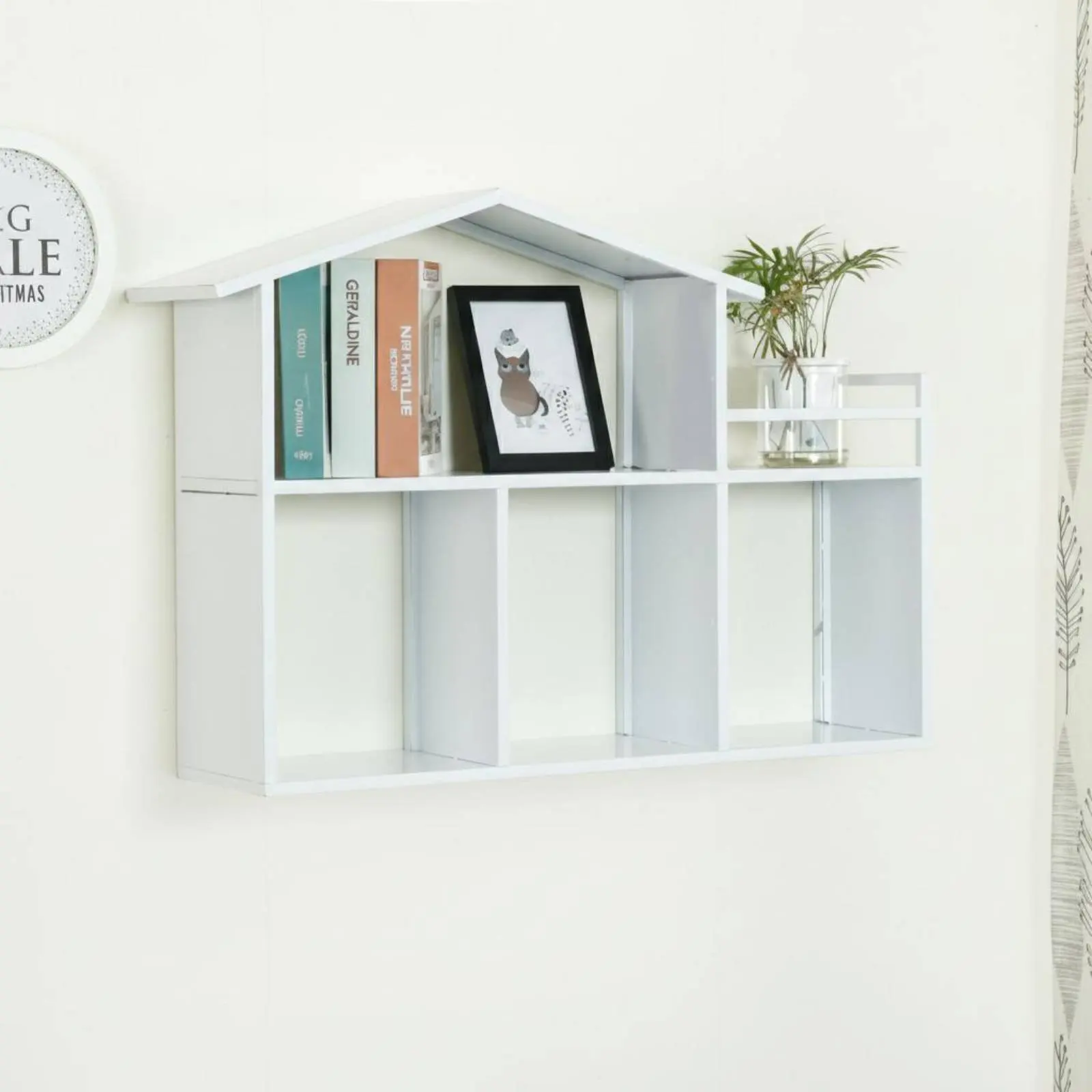 

Настенный многоярусный стеллаж в форме домика, экономящий пространство, с открытыми полками, в скандинавском стиле, для студентов, жильцов, спальни