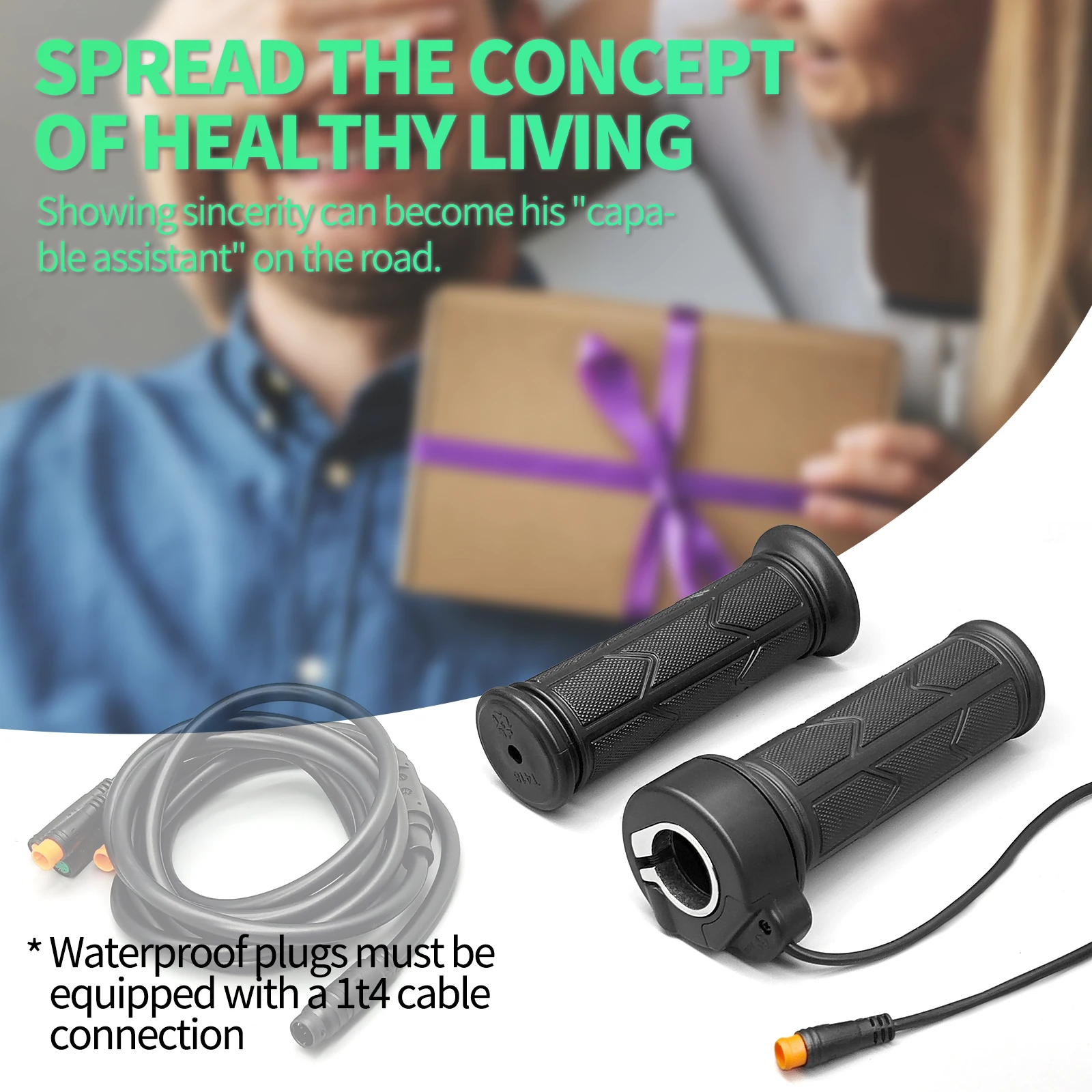 전기 자전거 WUXING 192X 풀 트위스트 스로틀 오른쪽 핸들 스로틀 방수/SM 커넥터 전기 자전거나 전동 스쿠터용