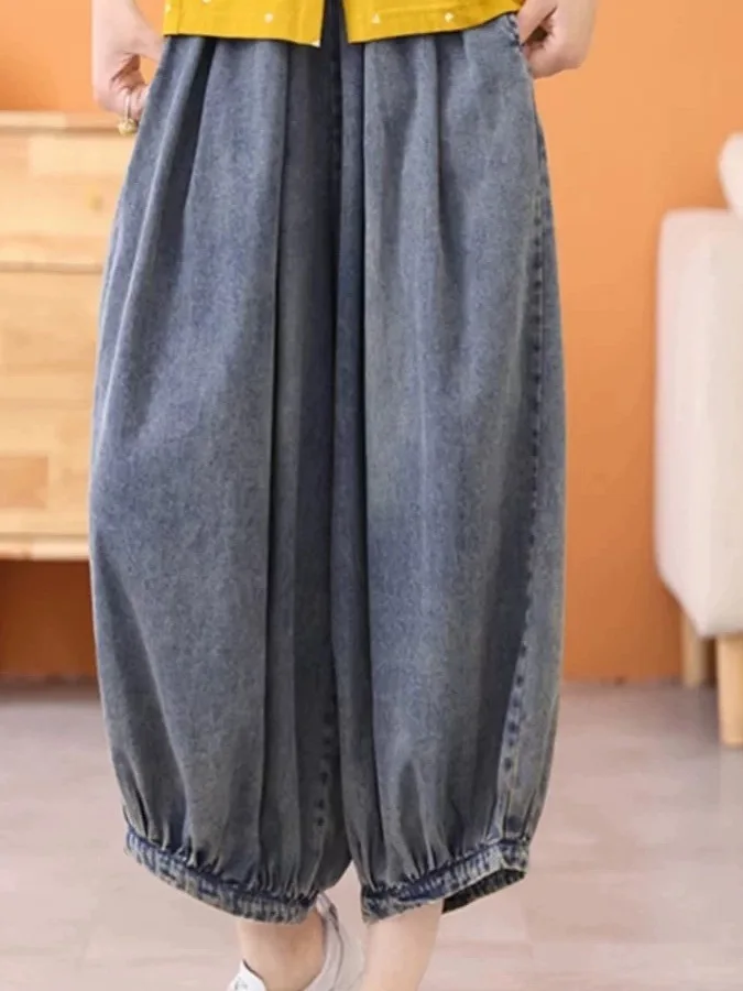 Plones vaqueros finos de pierna ancha de verano para mujer, plones farol de cintura alta, plones vaqueros informa...