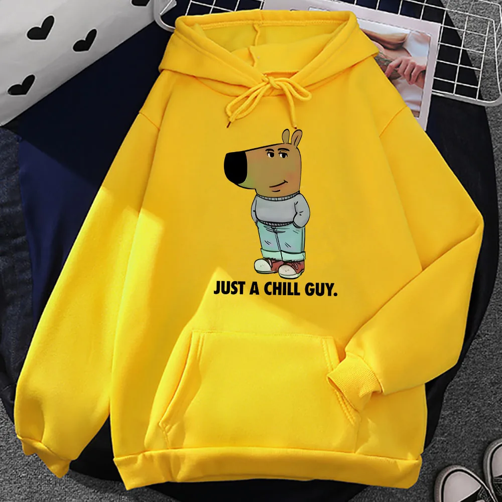 Just A Chill Guy hoodie bermotif uniseks, Sweatshirt motif kartun lucu, pullover musim dingin pria/wanita, kaus grafis lengan panjang untuk pria/wanita