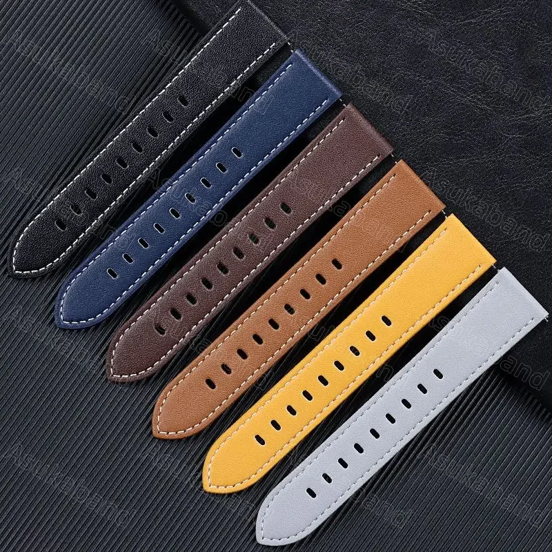 20mm 22mm Leather Watch Strap Band for Huawei Gt 2 3 Pro New for Samsung Galaxy Watch 4 for Amazfit GTR Bracelet Wrist Belt Blue