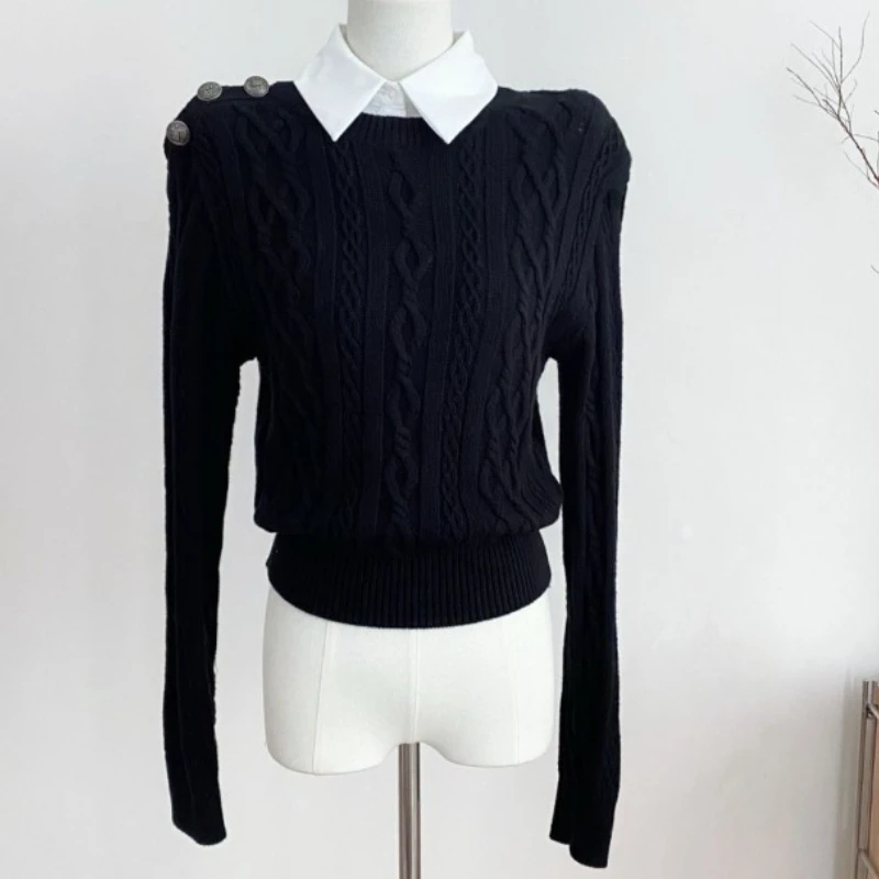 

Женская одежда 2025 года, два пуловера, модный корейский джемпер Sueter Mujer, повседневный модный вязаный свитер в рубчик, топы, Pull Femme