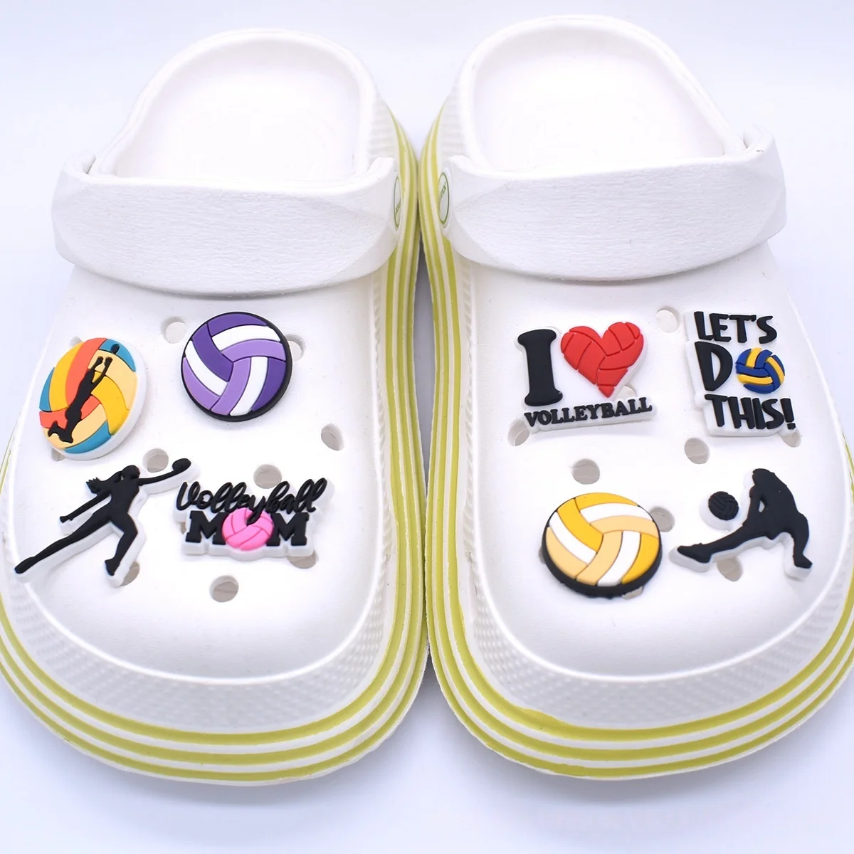 30Pcs Volleyball Shoe Charms for Clog Different Matching Sandals Wristbands Bracelets, Sports Ball Shoe Charms (Volleyball) 3