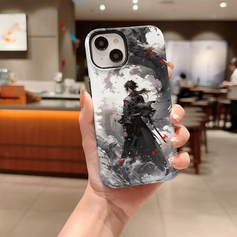 

Samurai Warrior Geisha Phone Case for iPhone iPhone 16 15 14 13 12 11 Pro Max Black Cover