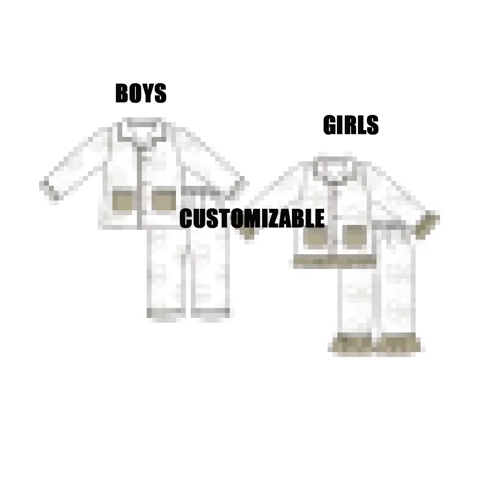 Wholesale Kids Customize Sleepwear Long Sleeve English Lapel Button Pajama Set Girls Boys Outfits